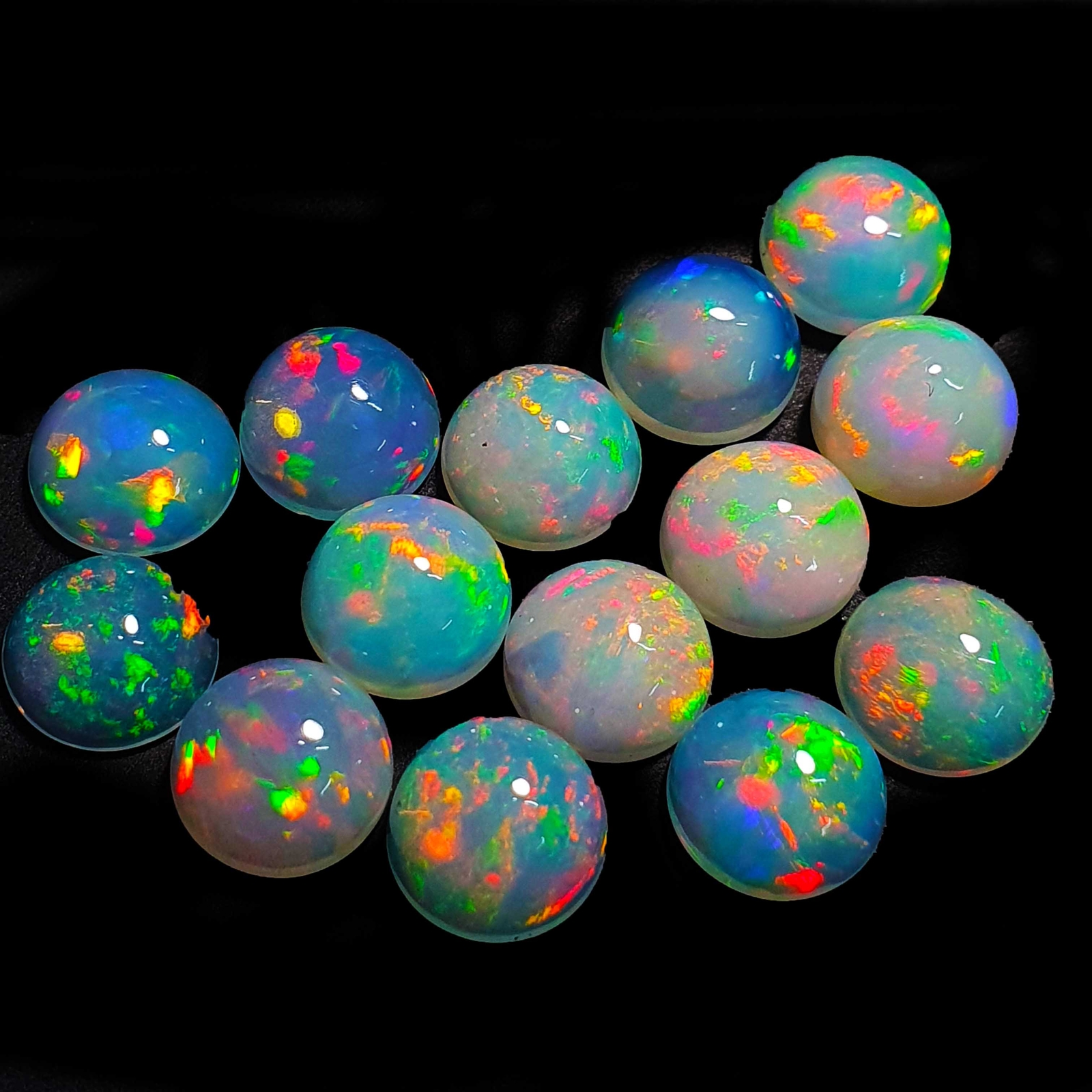 Natural AAA Quality Ethiopian Opal Round Cabochon Gemstone Lot 4 Pcs 9 mm 8 Ct