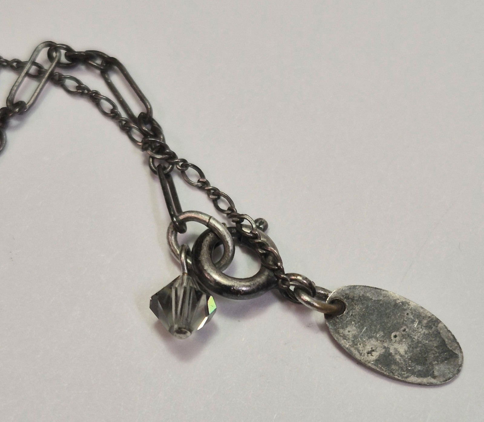 Vintage LIZ PALACIOS Necklace Dainty Crystal Pearl Black & Grey Delicate Signed