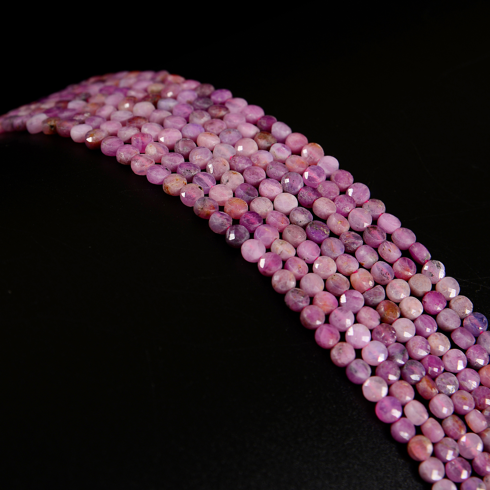 Natural Pink Red Color Ruby Faceted Coin Beads Size 4mm 15.5” Strand