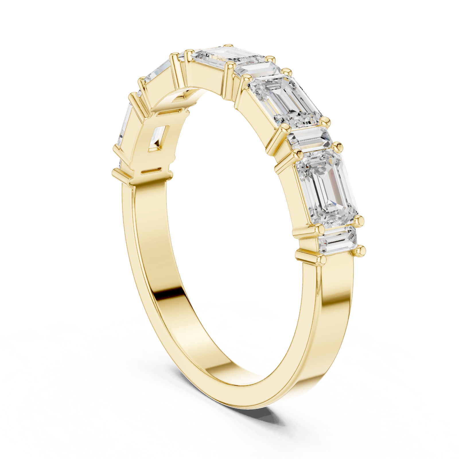 0.85 CT Emerald & Baguette Lab Grown Diamond Modern Wedding Band