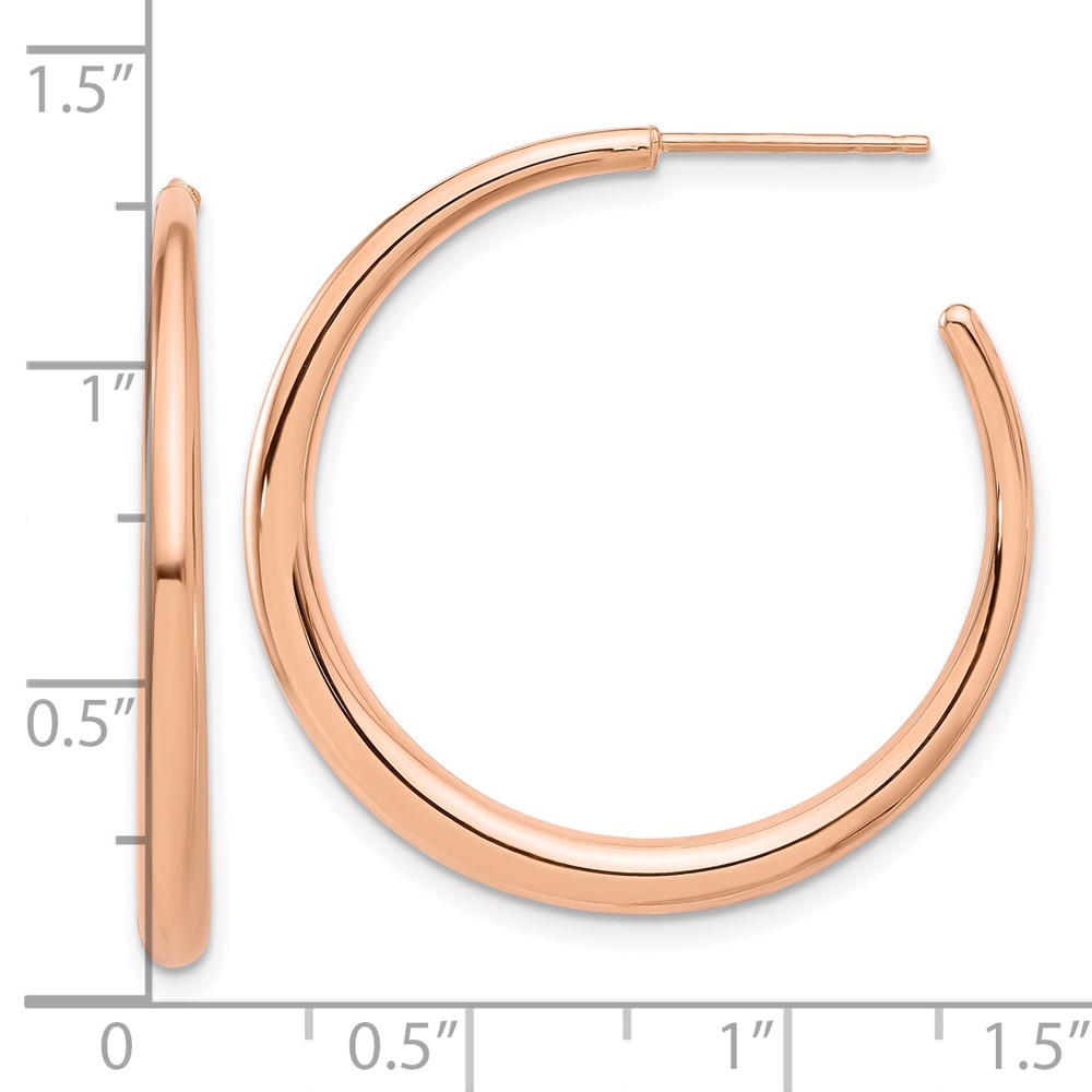 14K Rose Gold Polished Hoop Earrings 2.35g, L-32.1mm, W-32.2mm for Mom