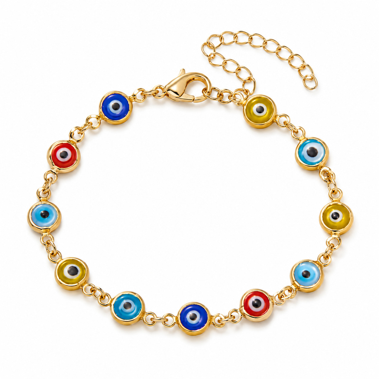 (2 Packs) Evil Eye Bracelet Pendant Charm Beads Blue Colorful Protection Lucky