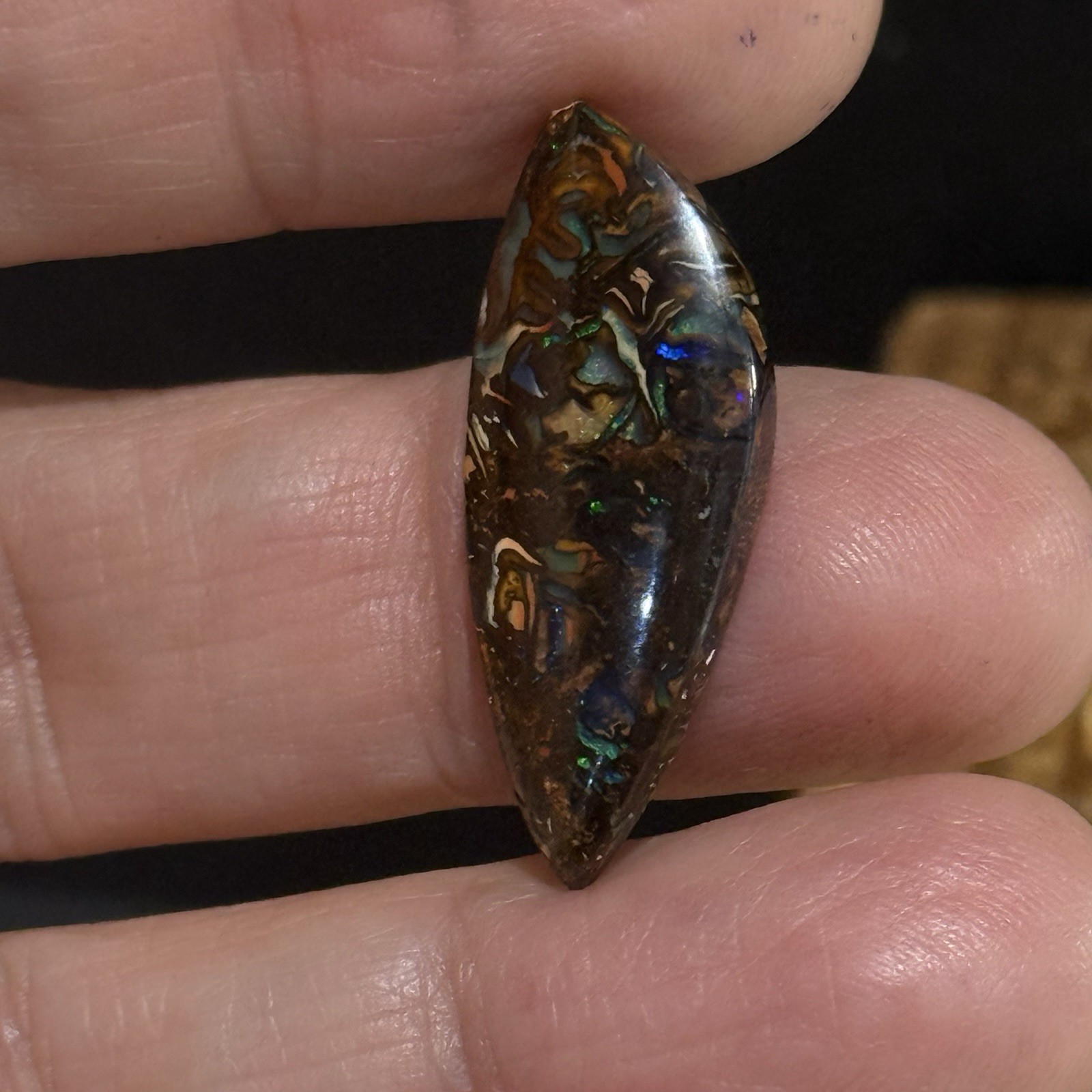 11ct 29×11.4×3.85mm Colorful Australian Koroit Boulder Opal Cabochon Gem