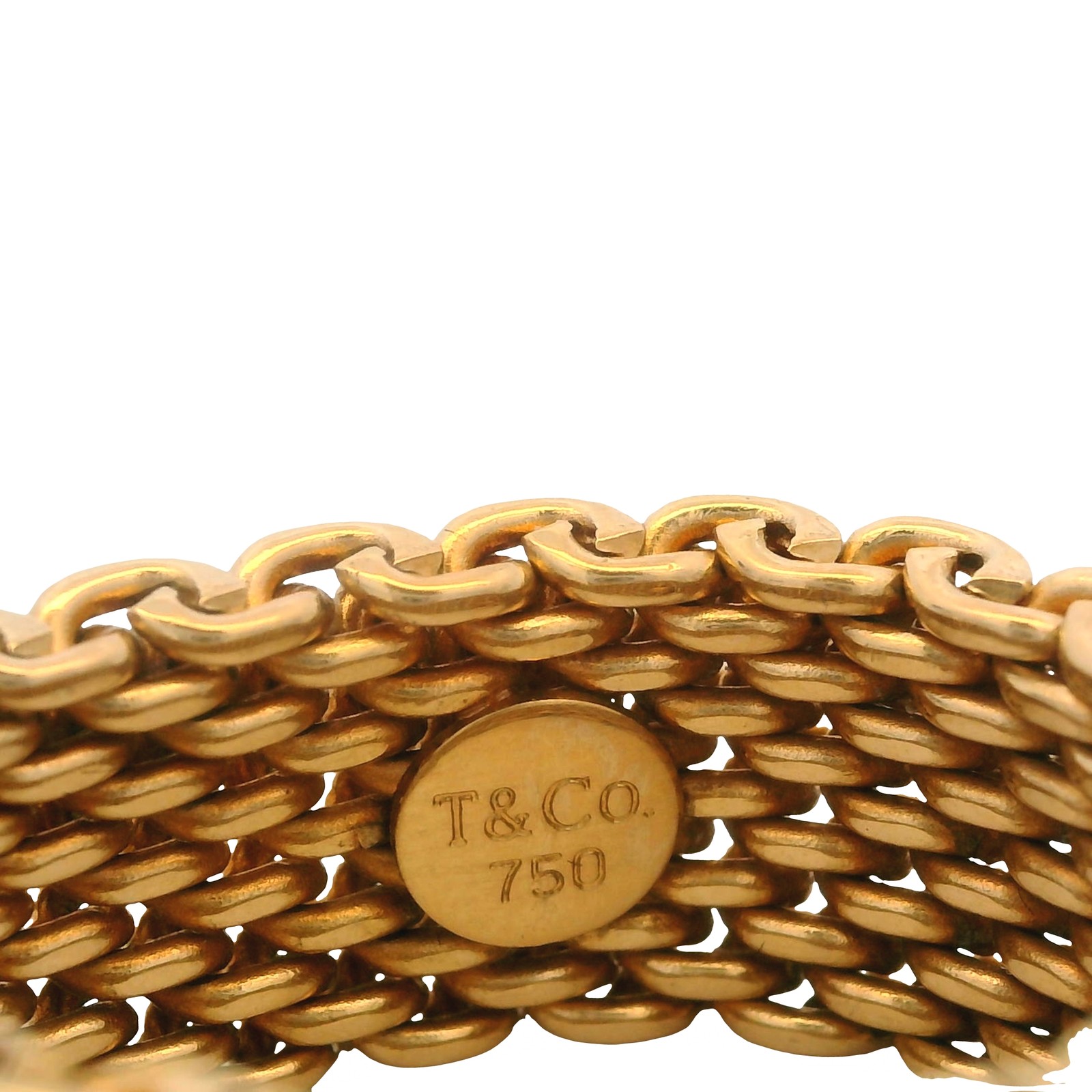 Tiffany & Co Retired 18kt Yellow Gold Somerset Mesh 10mm Wide Band Ring Size 10