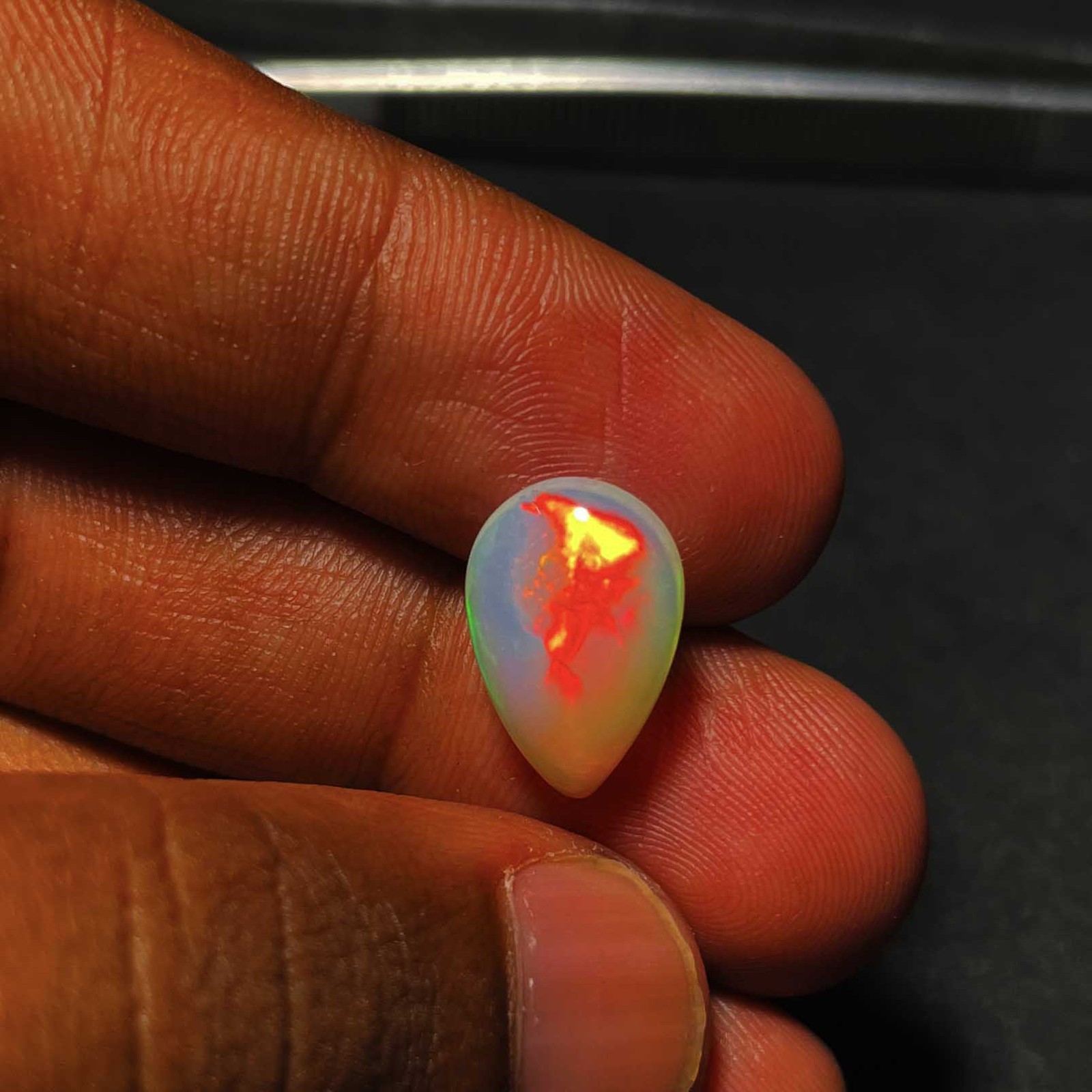 Natural AAA Ethiopian Opal Pear Cabochon Multi Fire Gemstone 9.5×15 MM 3 CT
