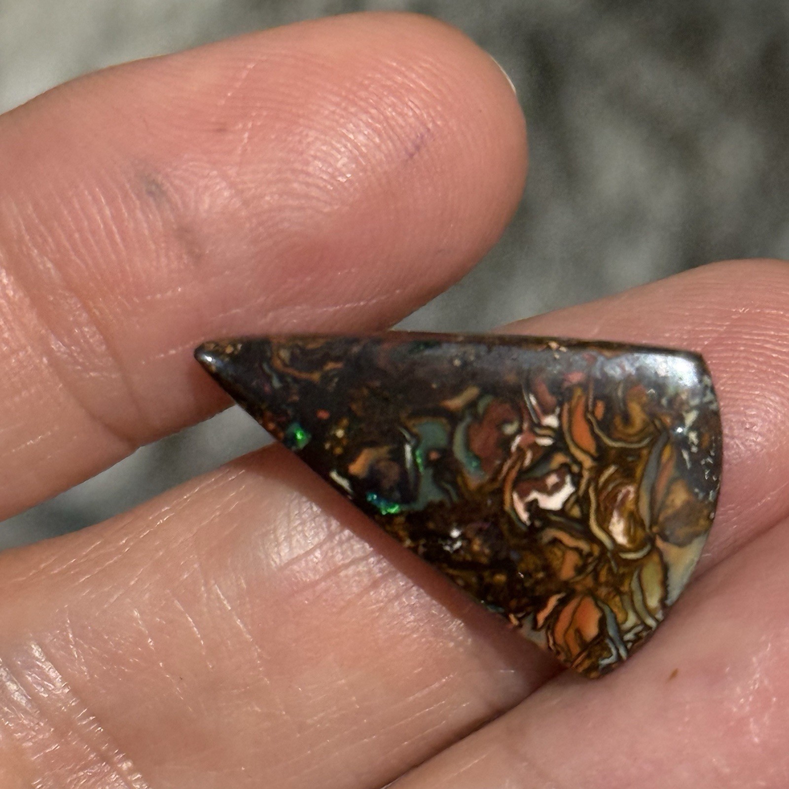 11ct 25×15.8×3.7mm Colorful Australian Koroit Boulder Opal Drop Cabochon Gem