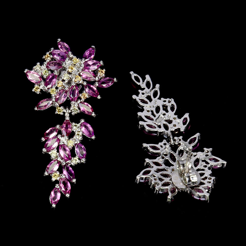 925 Sterling Silver Earrings Rhodolite Garnet Sapphire Natural Gemstone jewelry