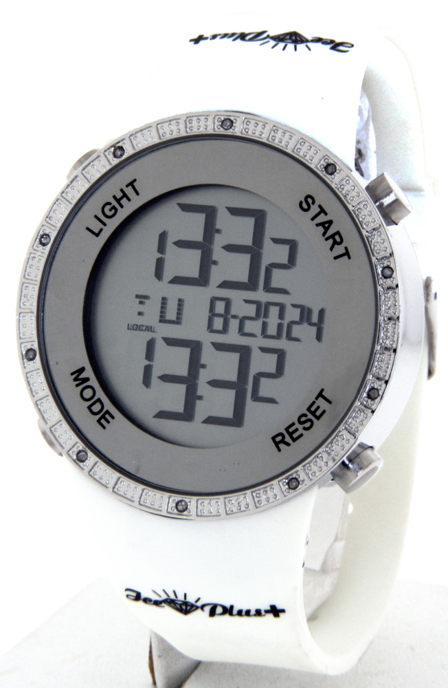 ICE PLUS DIAMOND WATCH KING MASTER JOE RODEO CASE SILVER FACE SUPER TECHNO