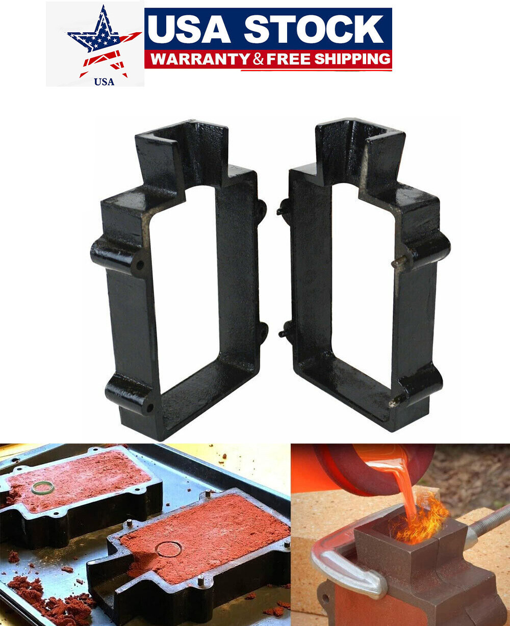 Cast Iron 2 Part Flask Mold for Delft Sand Casting Jewelry Making Tool Black