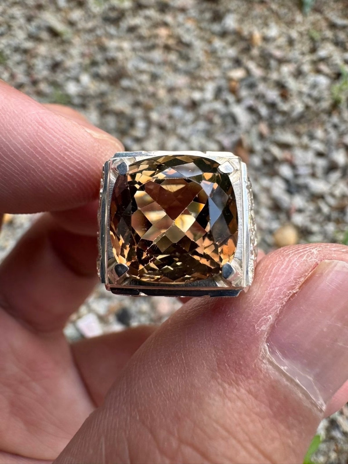 Top Quality Smoky Quartz Gemstone 925 Sterling Silver Men’s Ring Wedding Gift D7