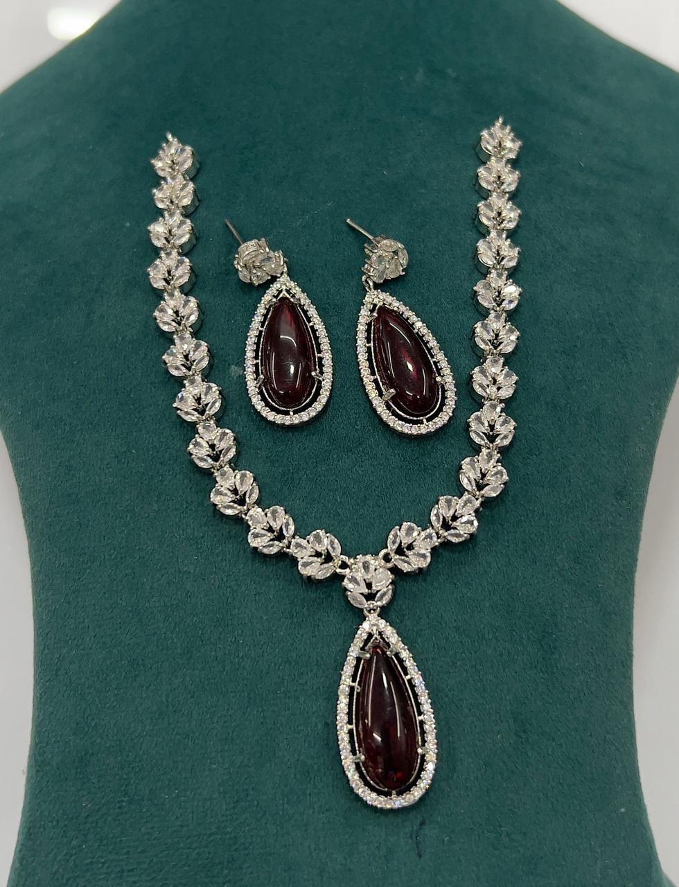 25CT Lab Created Diamond Tennis Women’s Necklace Set 14K White Gold Plated