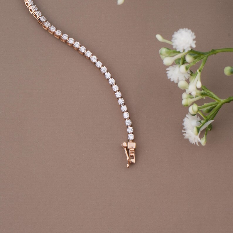 Black Friday Sale ! Round Natural Diamond Tennis Bracelet In 14K Solid Rose Gold