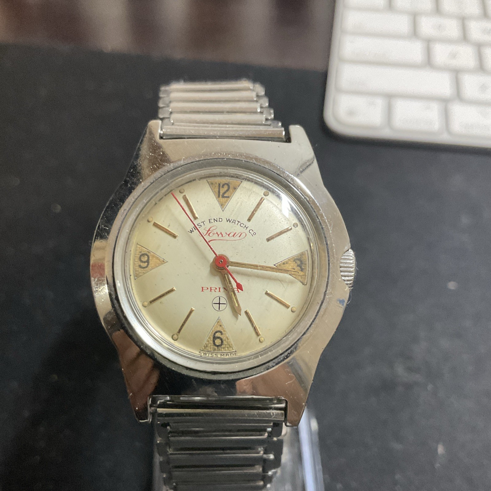 West End Sowar Prima Vintage 1950s Swiss Manual Wind 34mm Cream Dial 17J