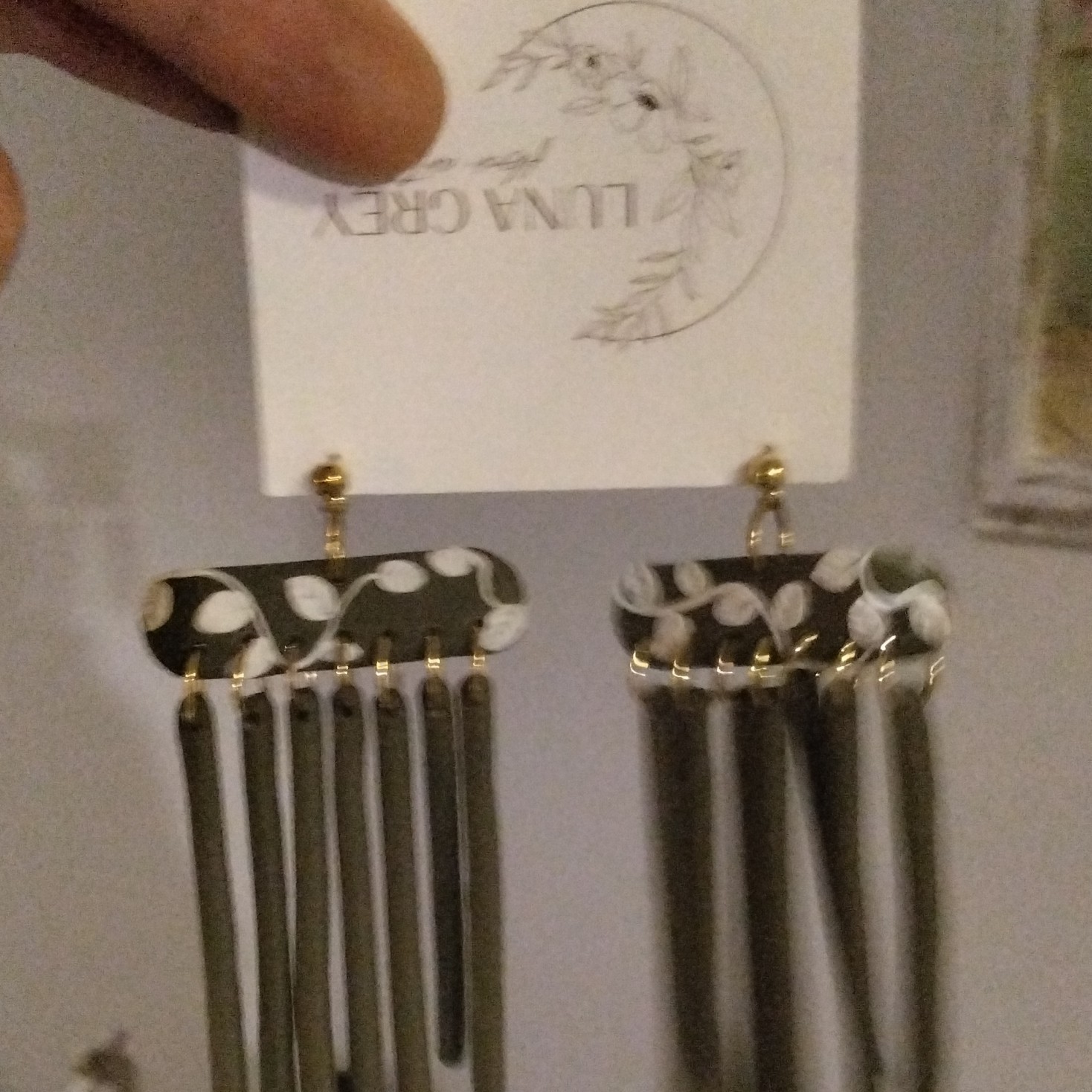 Luna Grey Gray Metal Dangle/Drop Earrings Hook Closure, No Stone