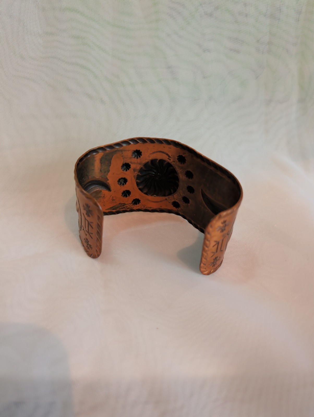 Bell Trading Post Story Teller Thunderbird Copper Native American Cuff Bracelet