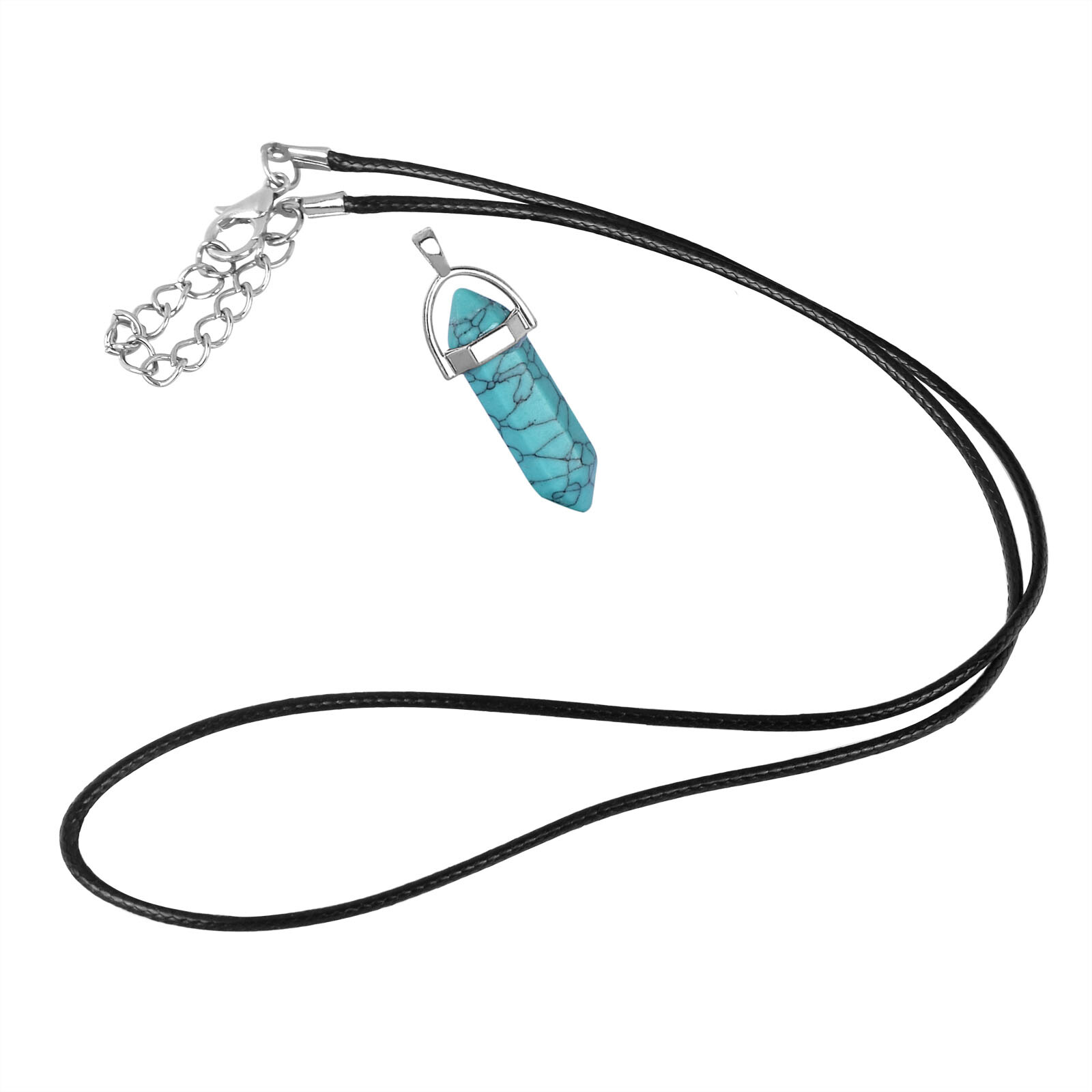 2PCS Hexagonal Stone Pendant Chakra Healing Crystal Pendant Necklace DIY Jewelry