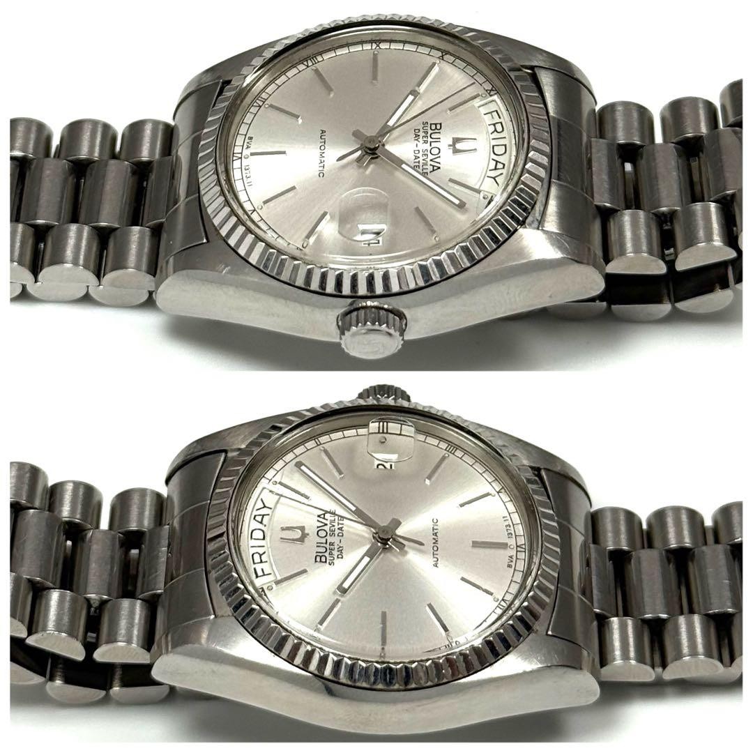 Bulova Super Seville 4410101 Day-Date Automatic Silver Mens Watch Japan 0715496