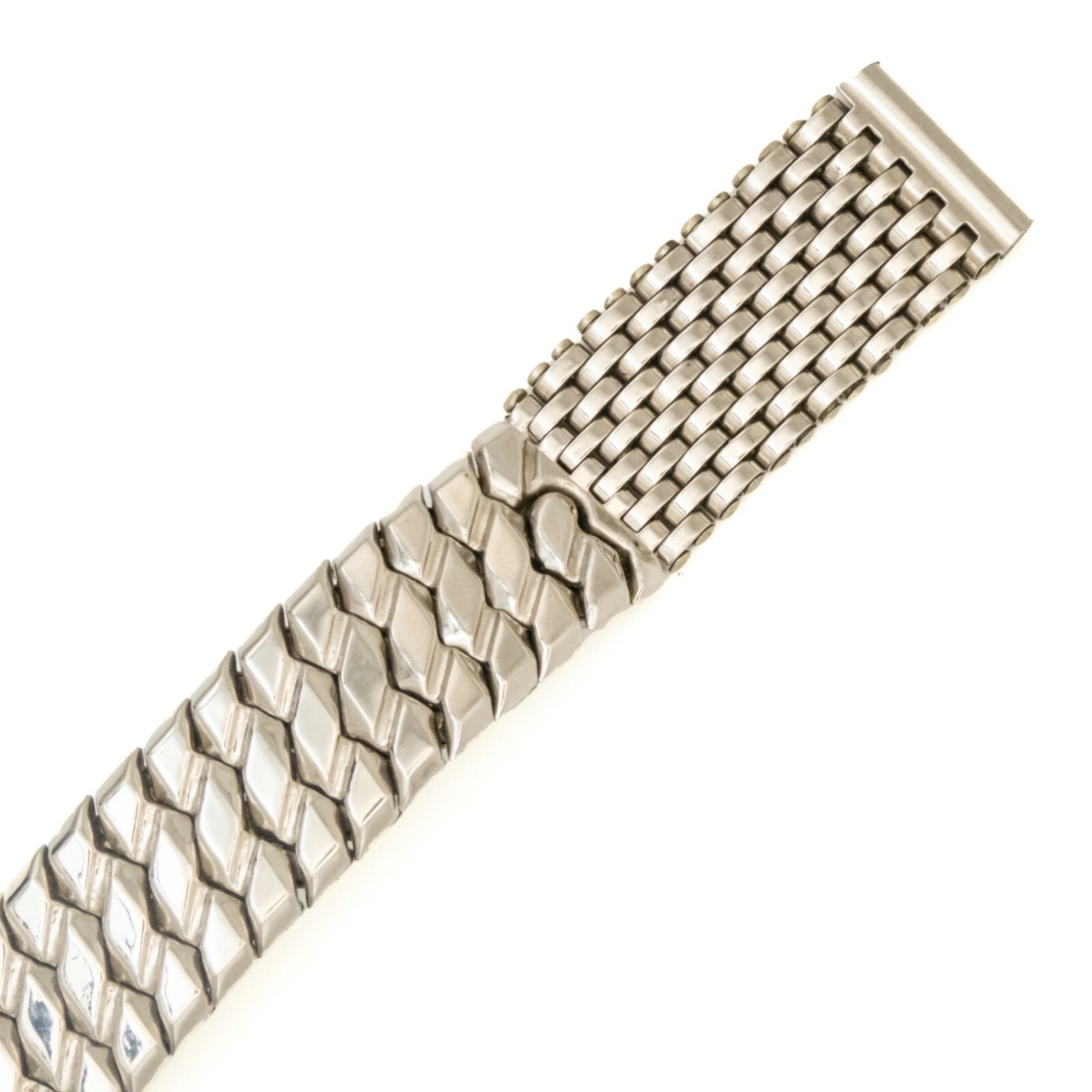 Vintage 15.4 mm stainless steel wristwatch bracelet with center expansion