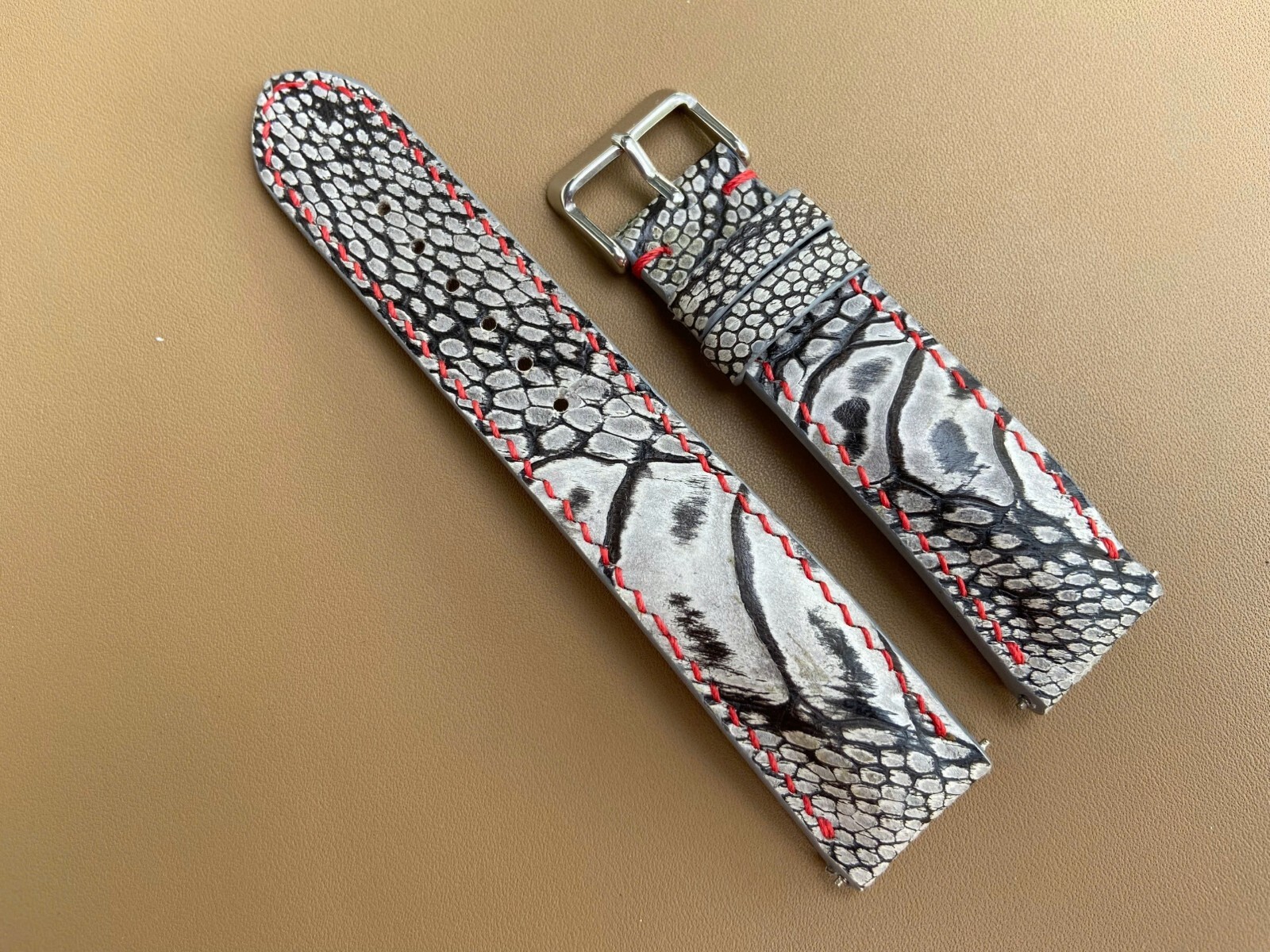 Gray Ostrich Leather Watch Strap Band, Size 18mm 19mm 20mm 21mm 22mm 24mm 26mm