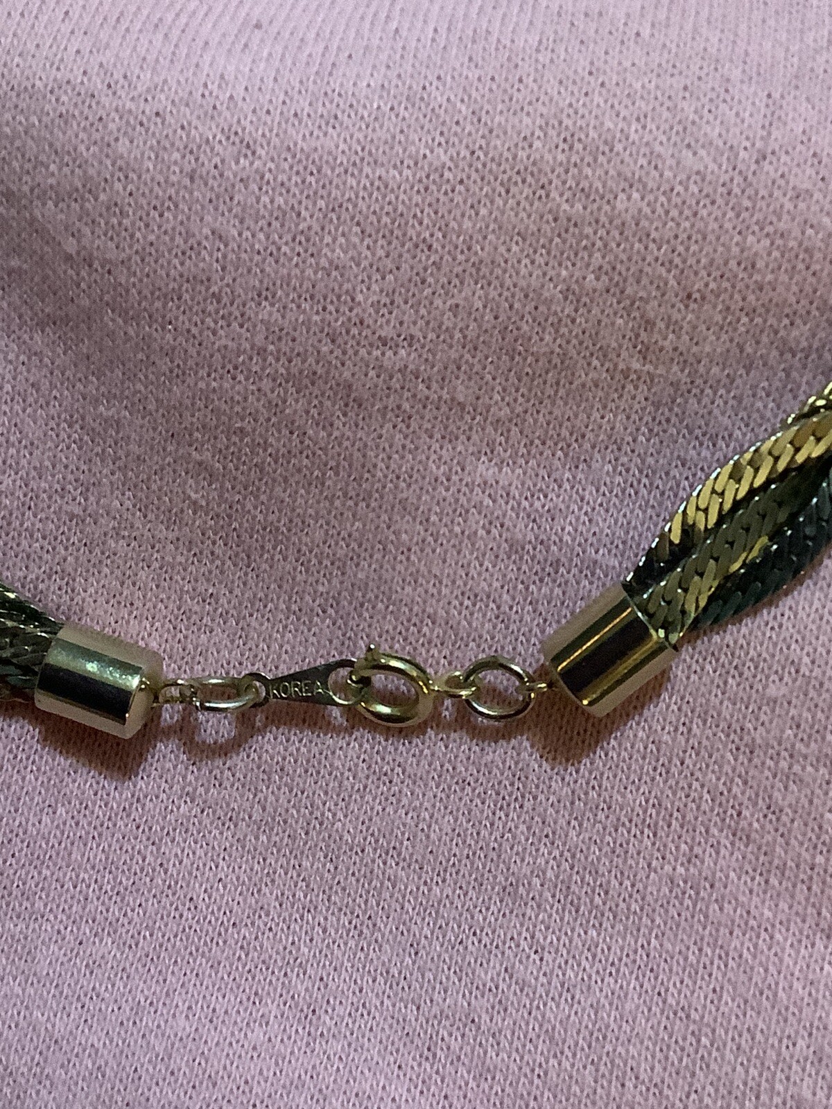 VTG SIGNED KOREA 24″ Copper/ Gold/Silver Tri-Color Braided~ Beautiful