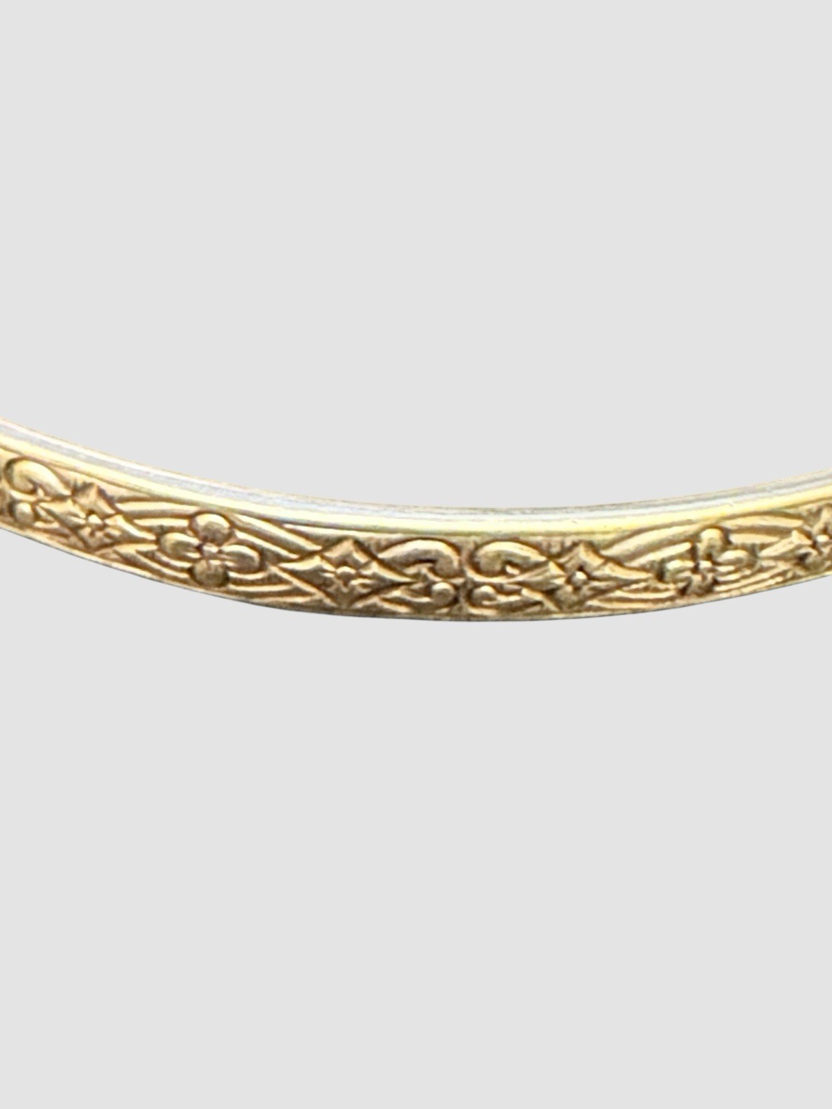 Sterling Silver Floral Bangle Bracelet 8in 4mm Stackable Boho Chic