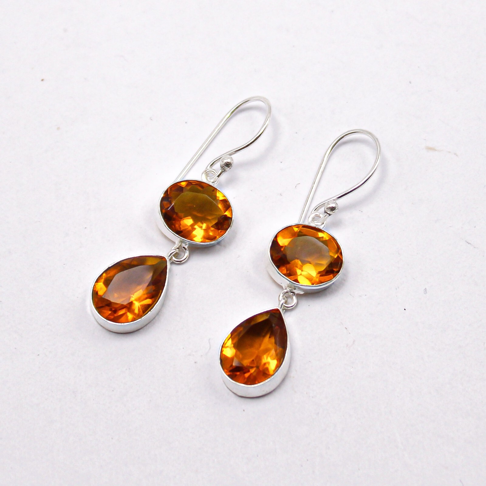 Citrine Gemstone 925 Sterling Silver Jewelry Handmade Boho Earrings For Women 2″