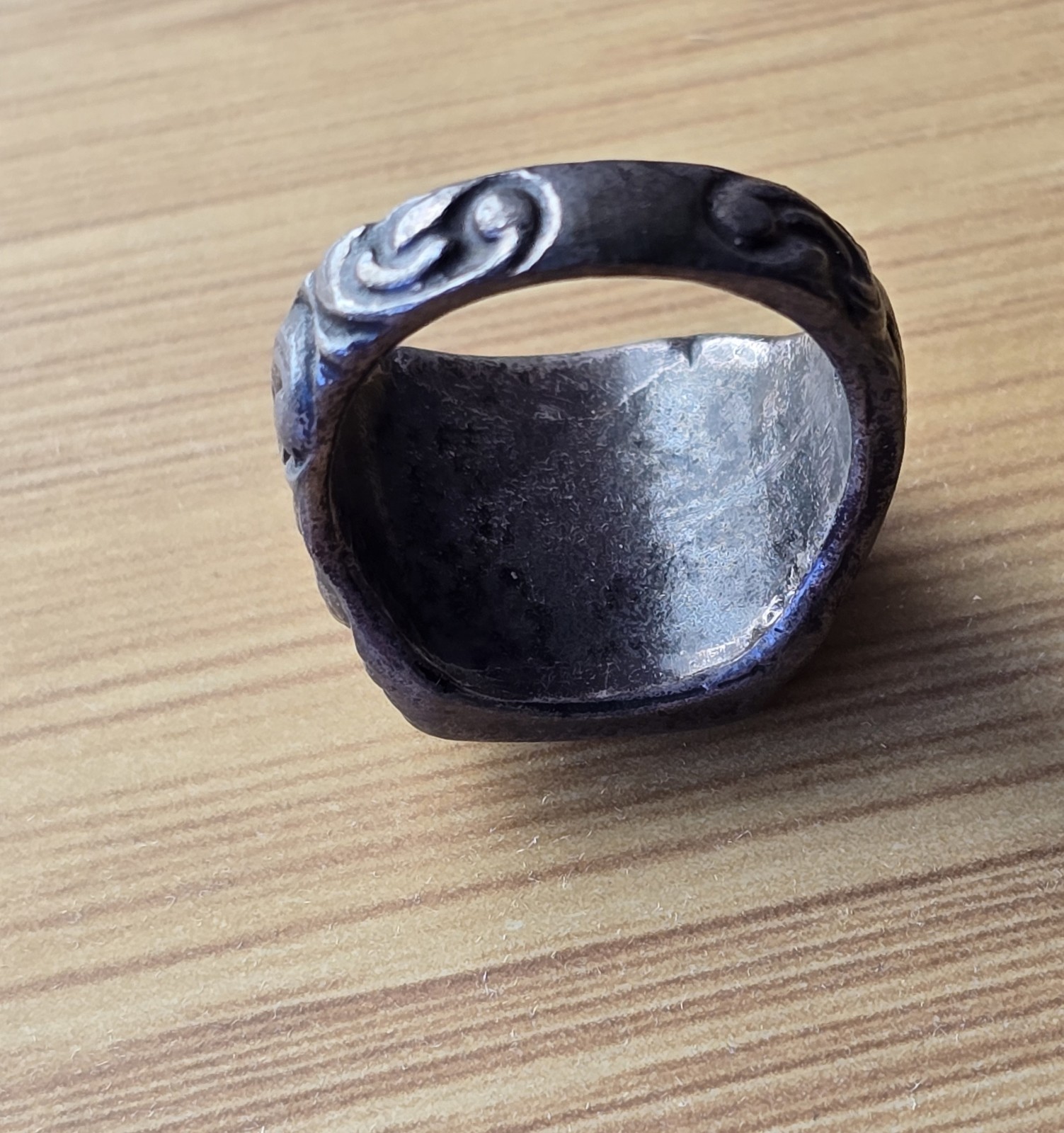 Antique Rare Memento Mori Silver Ring Skull & Bones