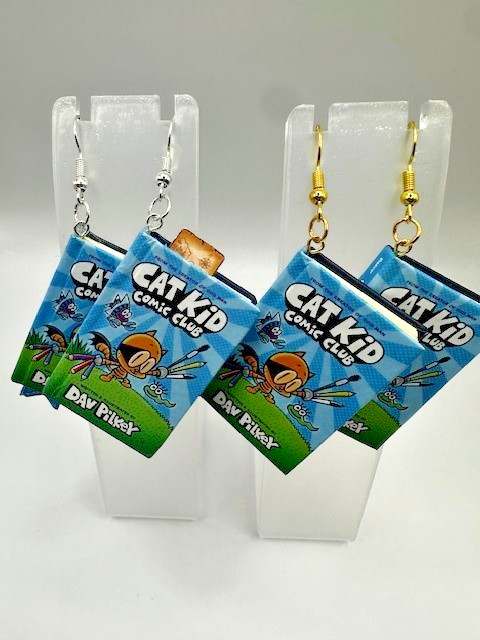 Mini Books Dangle Earrings Featuring ZURU Mini Books Cat Kid Comic Club