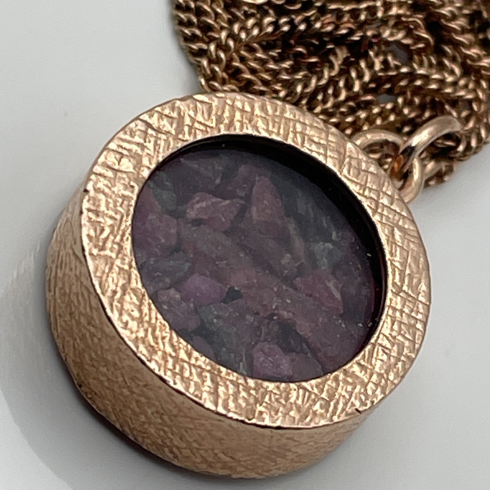 Rose gold on sterling silver/ruby amulet pendant and ‘925’ chain necklace 10.26g
