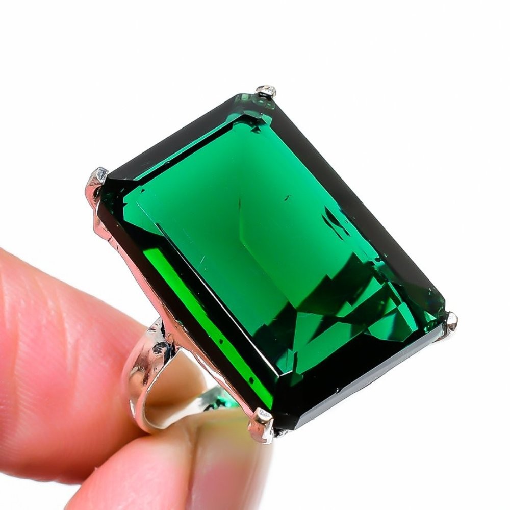 Chrome Diopside Gemstone Handmade 925 Sterling Silver Jewelry Ring Size 7.5 g085