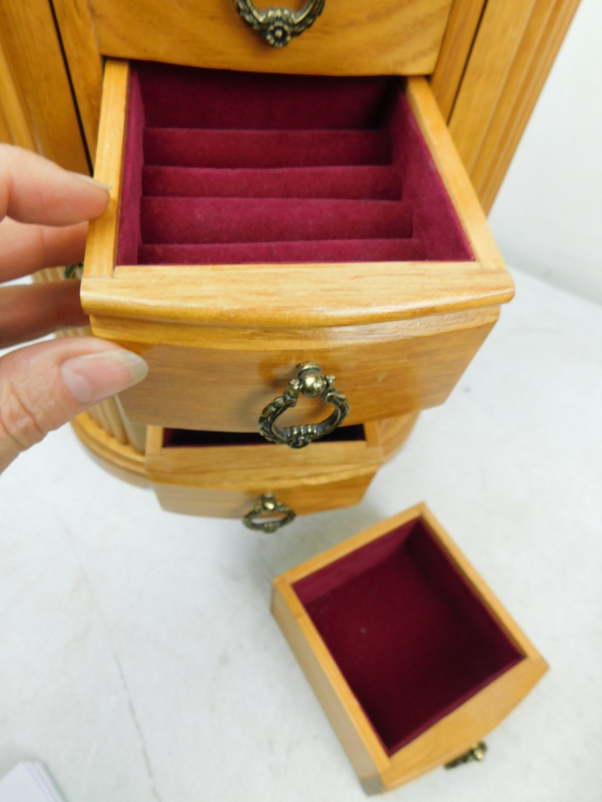 MELE Table Top Jewelry Box Armoire Swing Doors Chest Cabinet Wooden w Mirror
