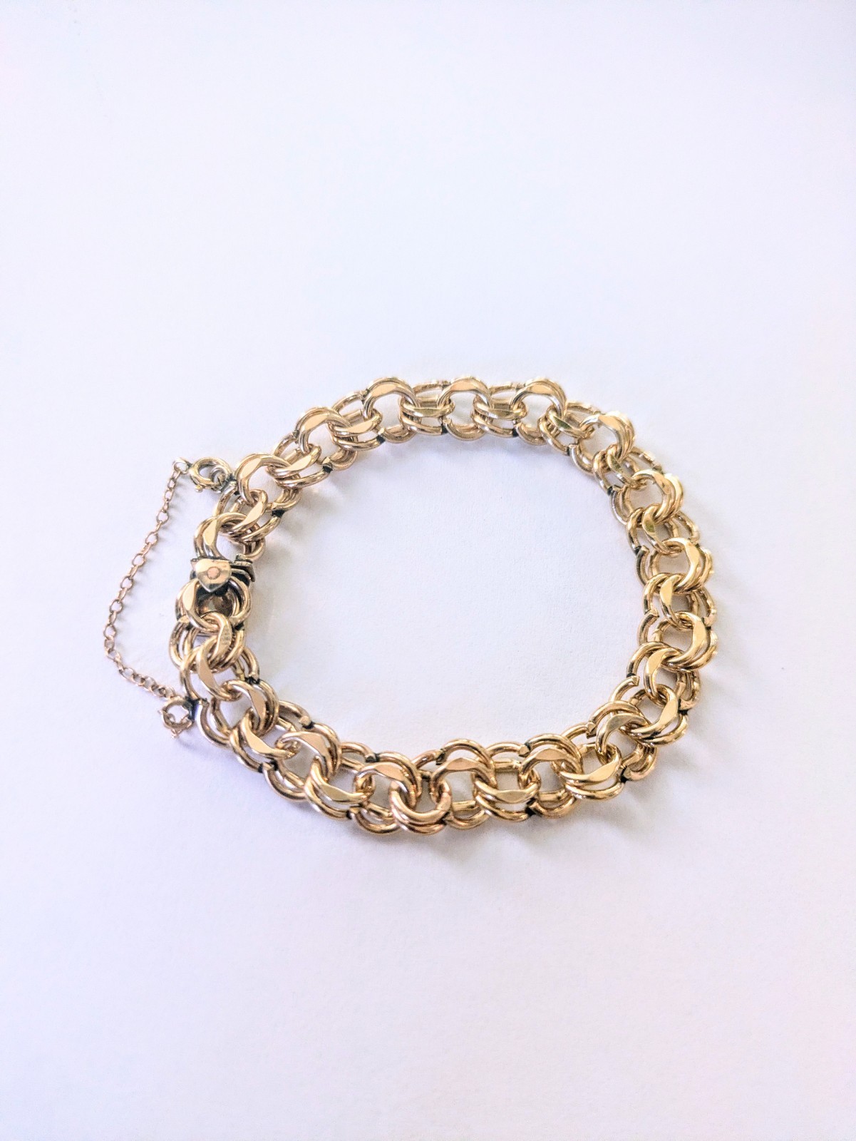 Beautiful Vintage ELCO 12kt Gold Filled Double Link Charm Bracelet