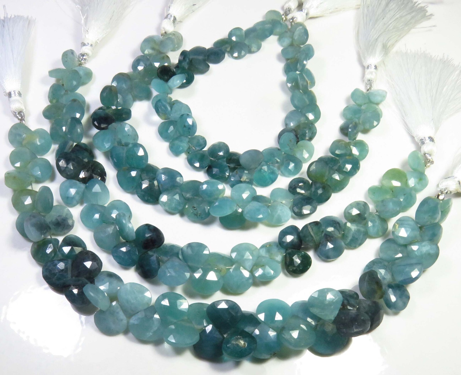 Green Grandidierite Faceted Heart Gemstone Beads 8″Strand Natural Beads LC-923