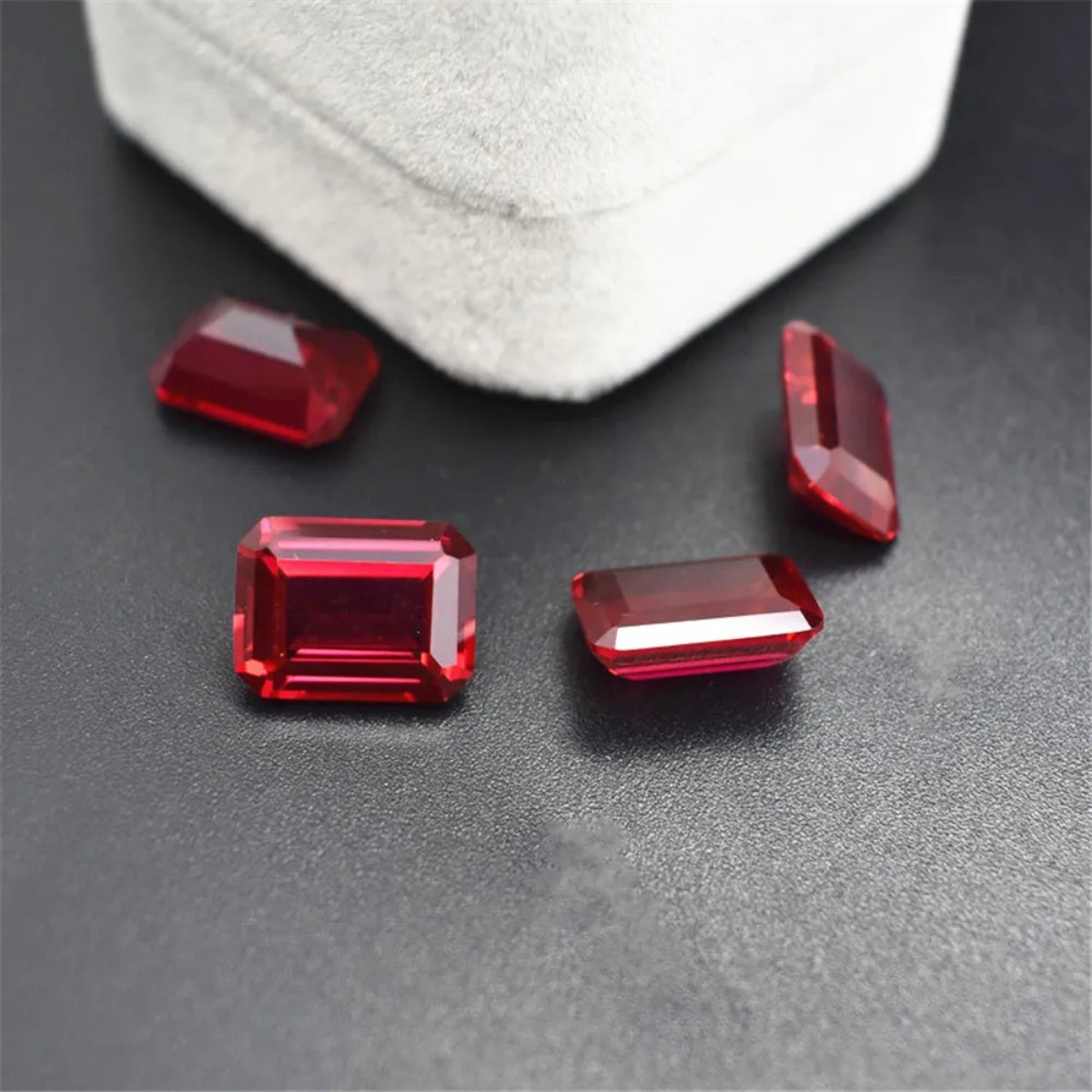 Blood-red Ruby Mohs Hardness 9 Rectangle Faceted Gemstone Emerald Cut Ruby Gem