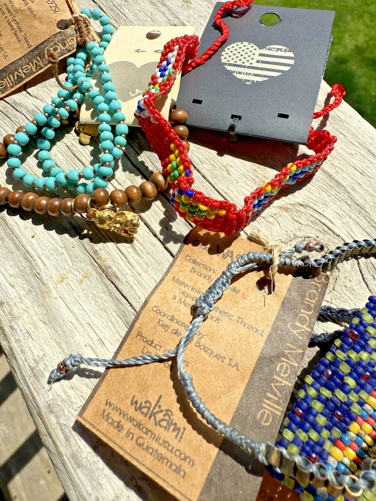 WAKAMI Brandy Melville Beaded Bracelet LOT Beads Hemp Cord Style Guatemala NWTs