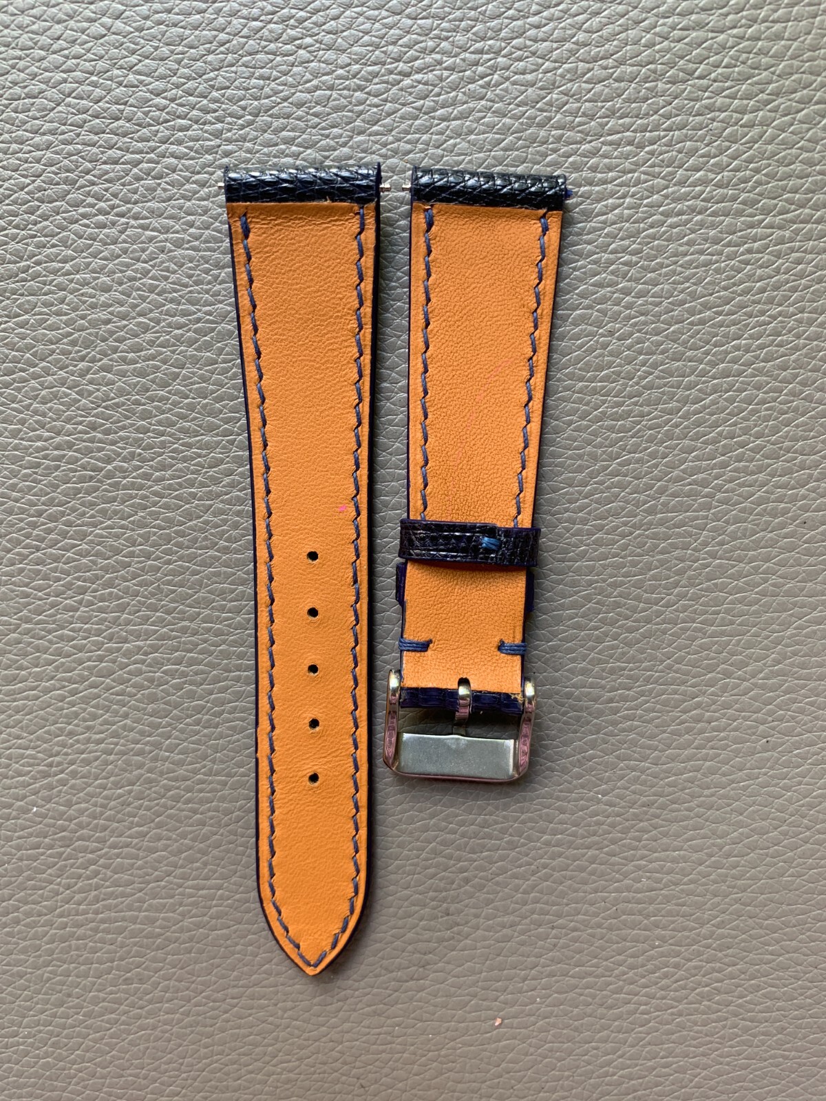 Navy Blue Genuine Lizard skin leather watch strap band Custom Sizes 10mm to 26mm