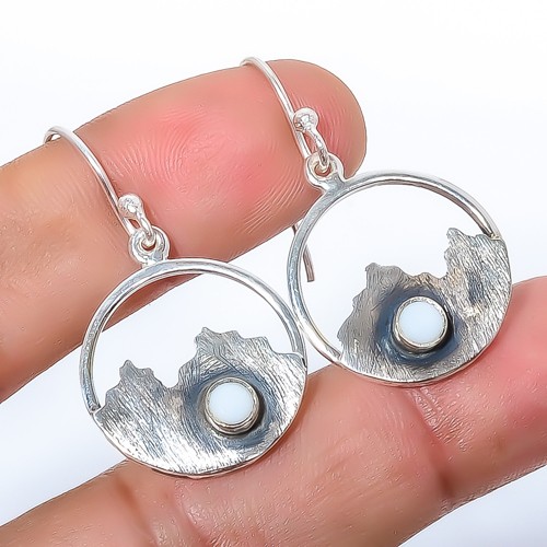 White Coral Sand Paper Textured 925 Sterling Silver Earring 1.56″ T4
