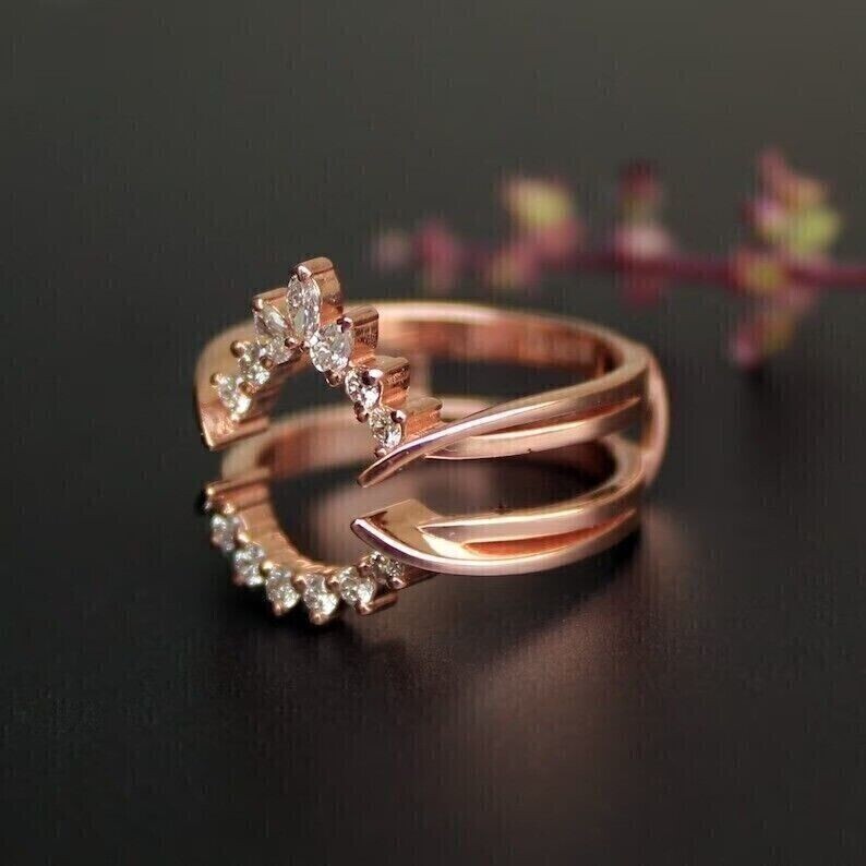 2.00 Ct Round Cut Simulated Diamond Enhancer Wrap Ring 14K Rose Gold Plated