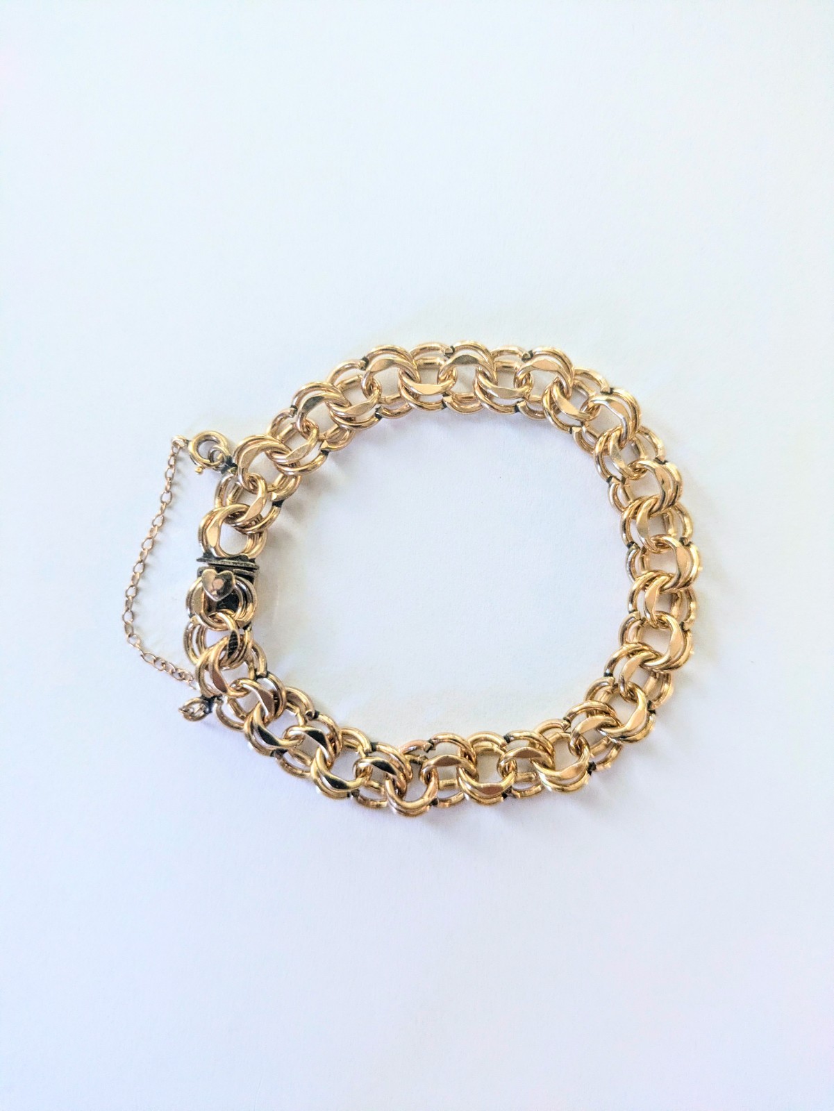 Beautiful Vintage ELCO 12kt Gold Filled Double Link Charm Bracelet
