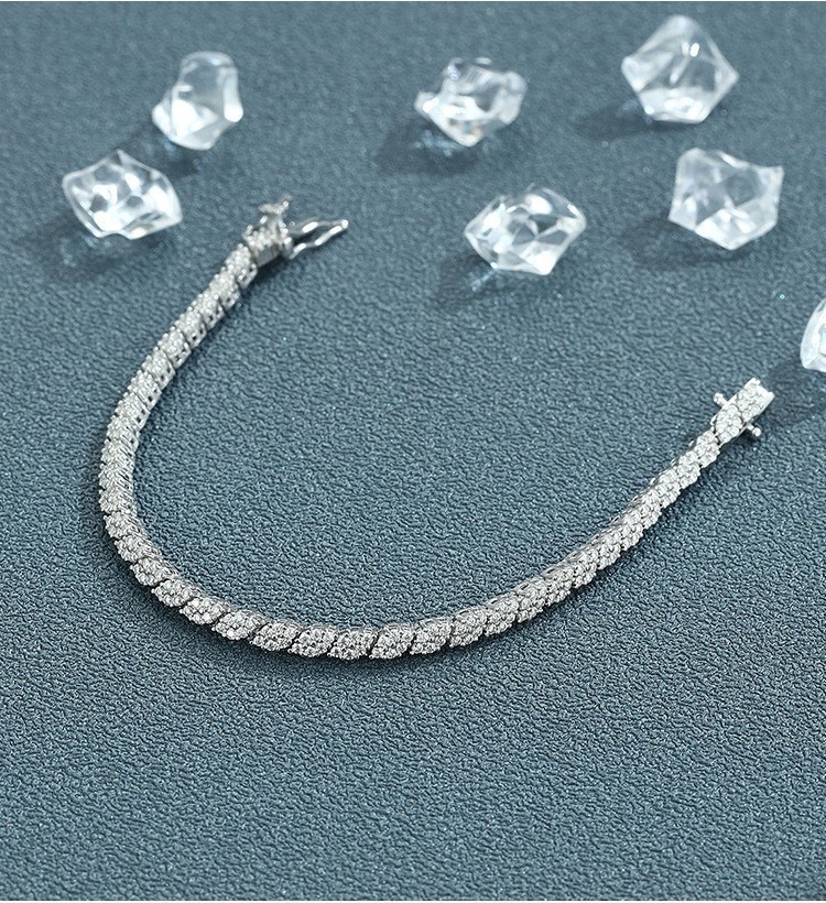 16cm Prismatic Moissanite Tennis Chain S925 Sterling Silver Bracelet Women-Used