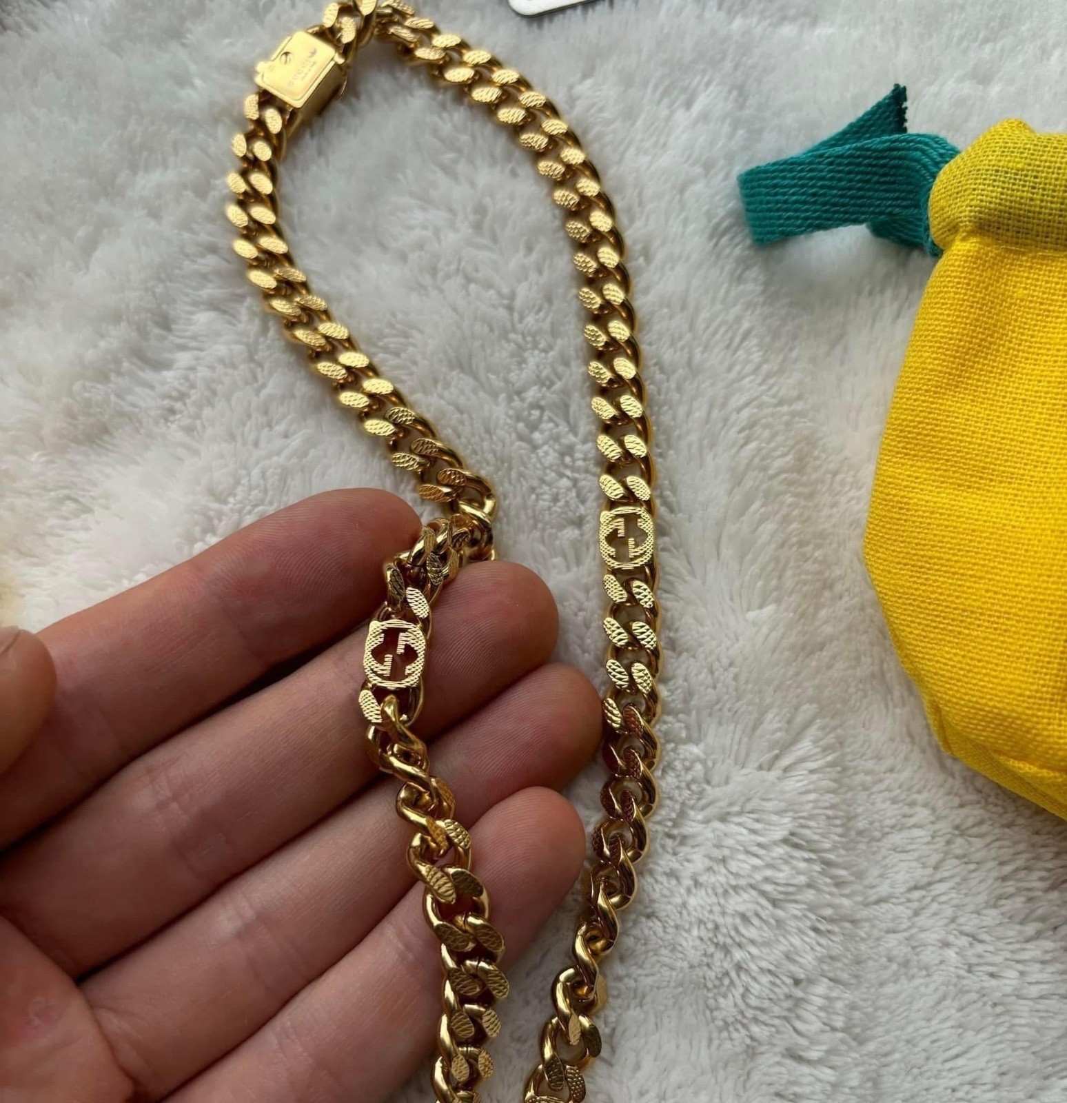 Gucci x Adidas Gold & Orange Pendant Logo Chain – $1250 – New
