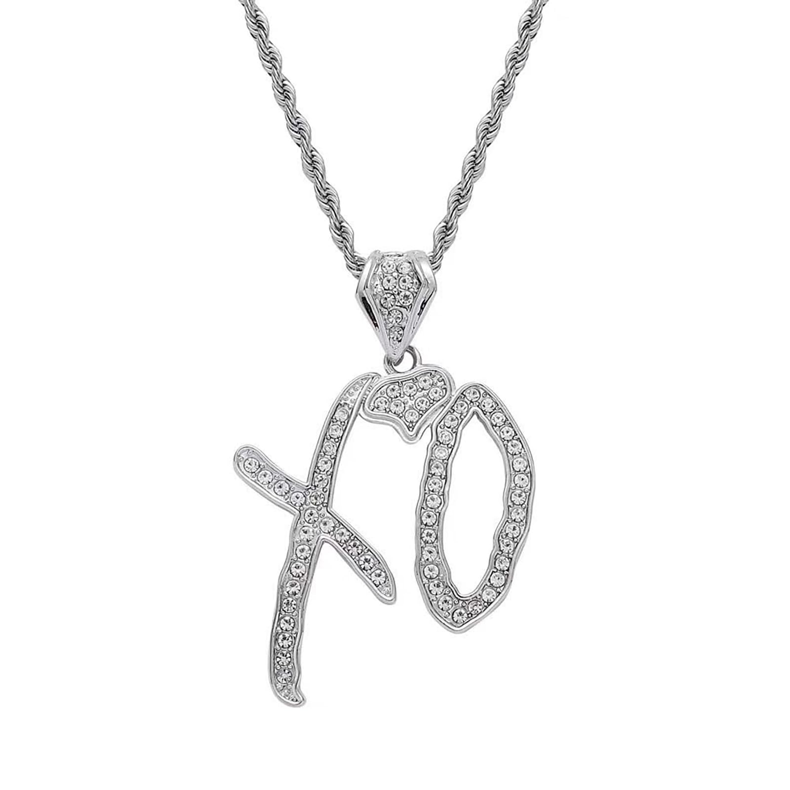Unise High Hip Hop XO Letter Pendant Necklace for Women Men, Fashion Creative…