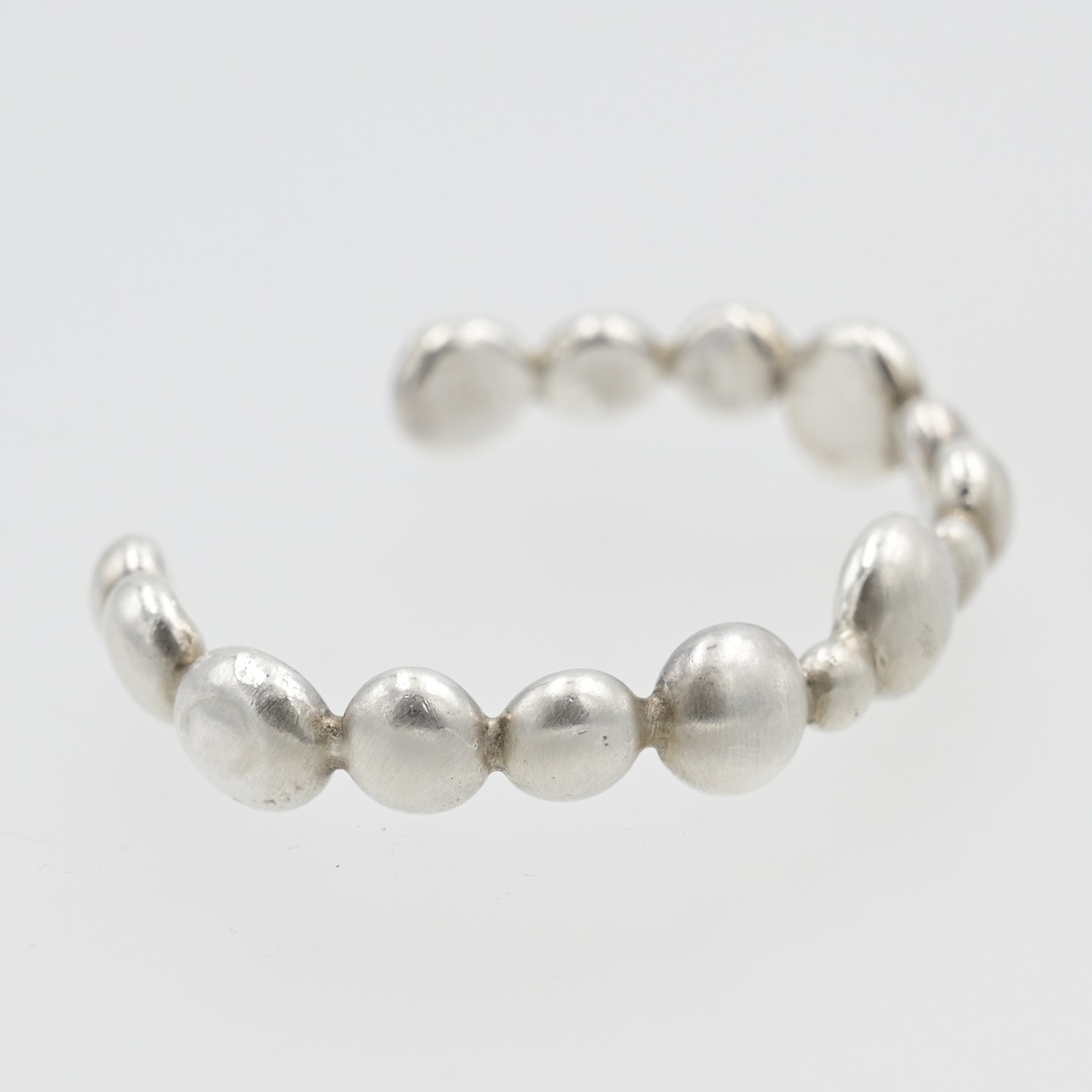 Heavy Cast Sterling Silver Organic Pebble Modernist Bubble 6″ Cuff Bracelet