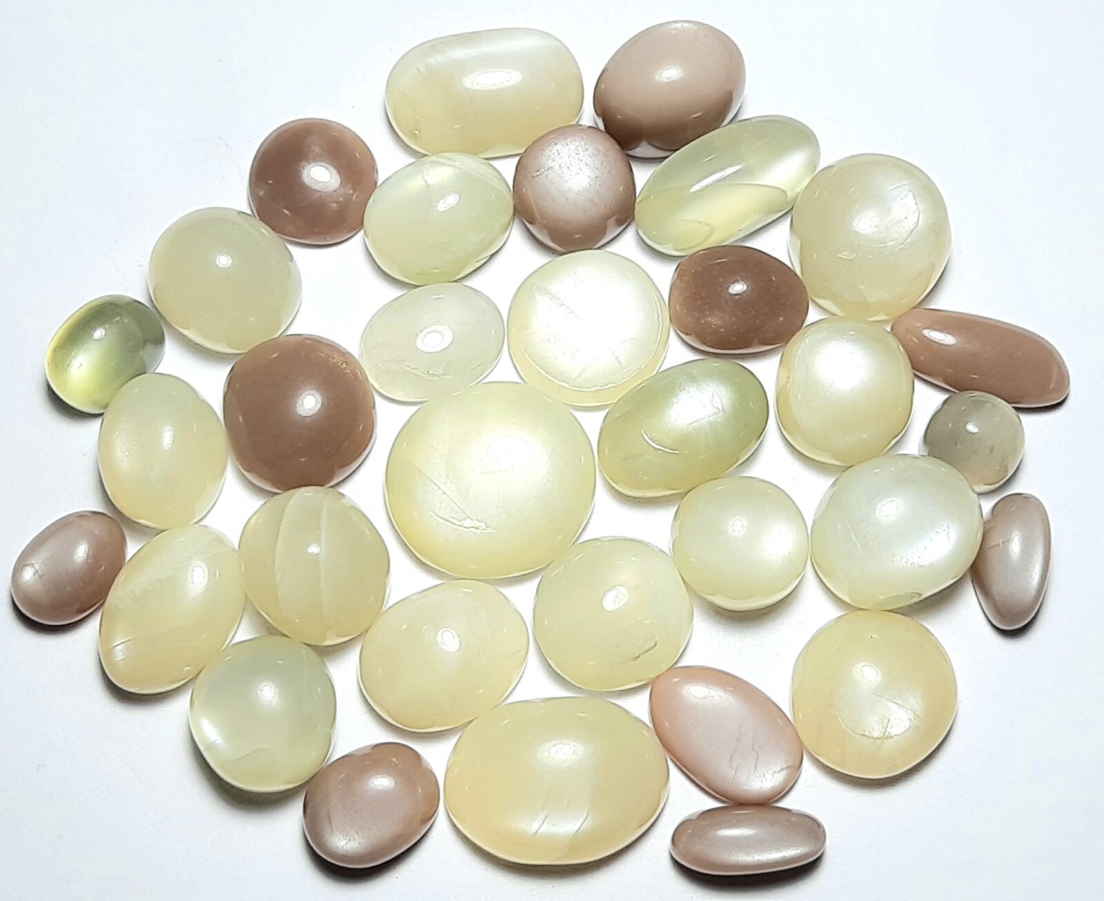 White Grey Peach Chocolate Moonstone Mix 500 Carat Lot Cabochon Free Shipping