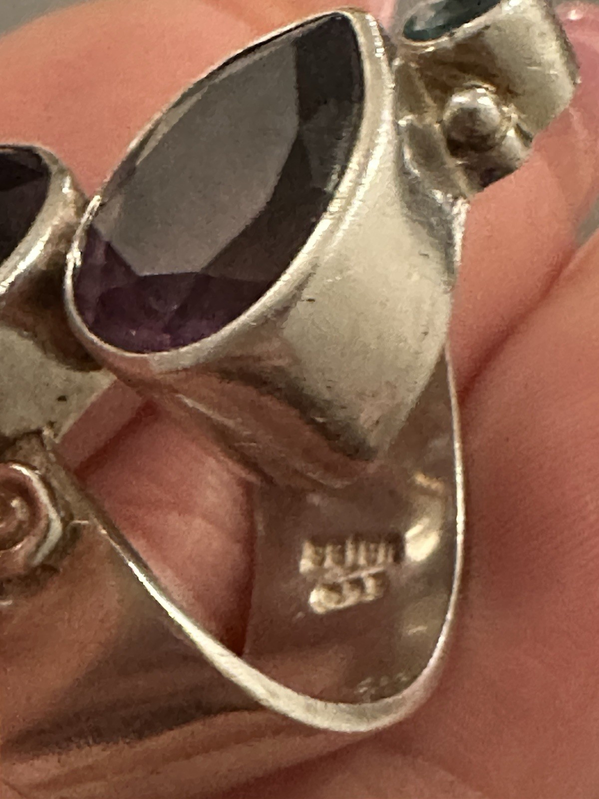 RARE Beautiful Vtg. SAJEN Sterling Silver 925 Ring With Amethyst Stones