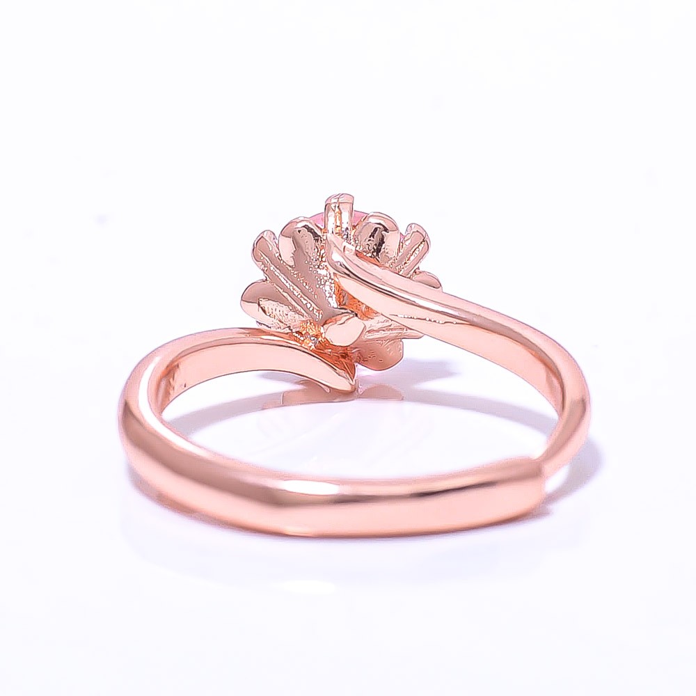 Rose Quartz Gemstone Rose Gold Plated Ring Adst (143)