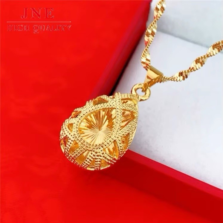 Gold Plated Teardrop Hollow Sunburst Pendant Necklace Elegant Minimalist