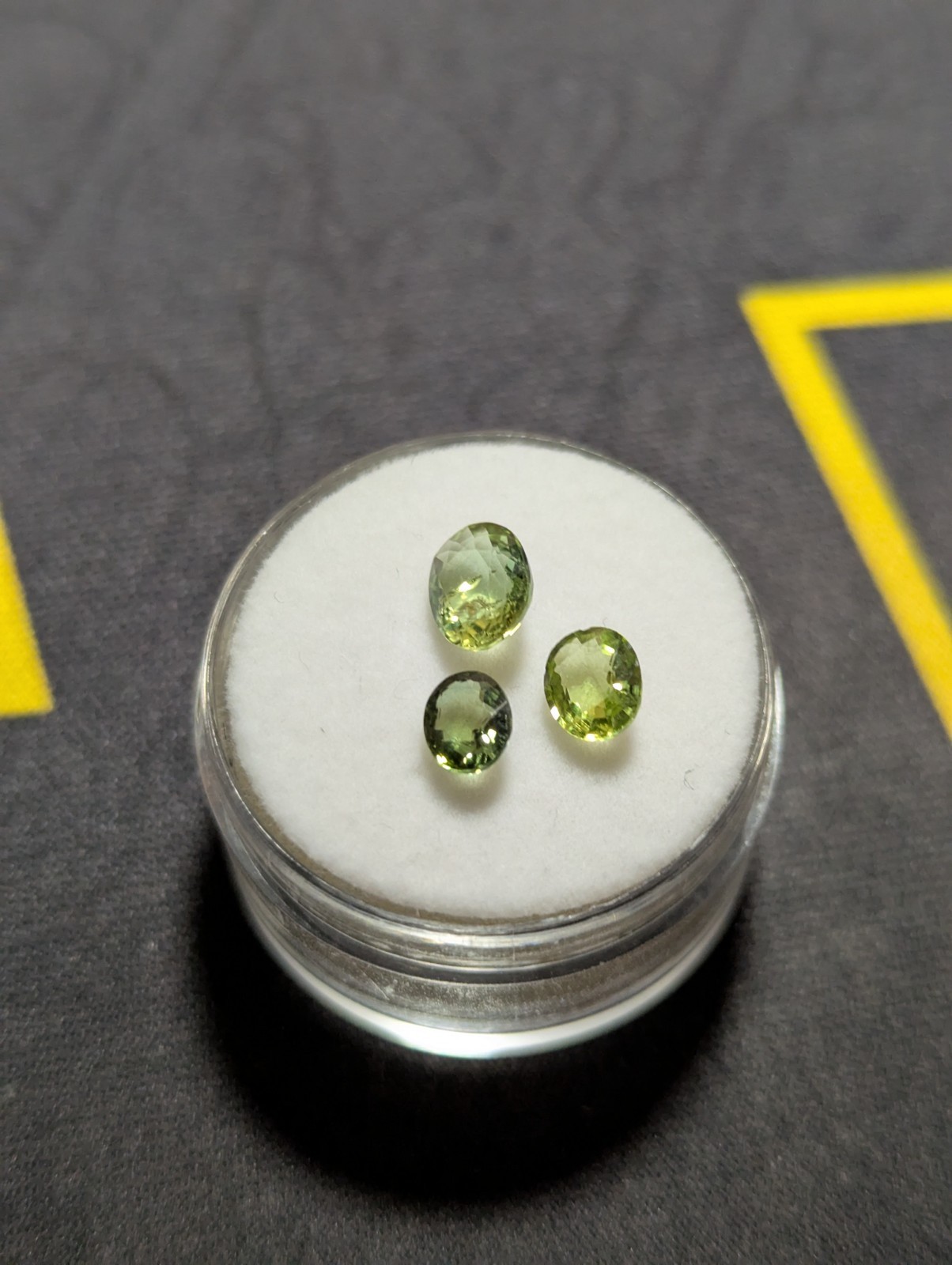 1.83ctw Natural Olive Yellow-Green Tourmaline Lot (3) Oval VS Unheated Gemstone