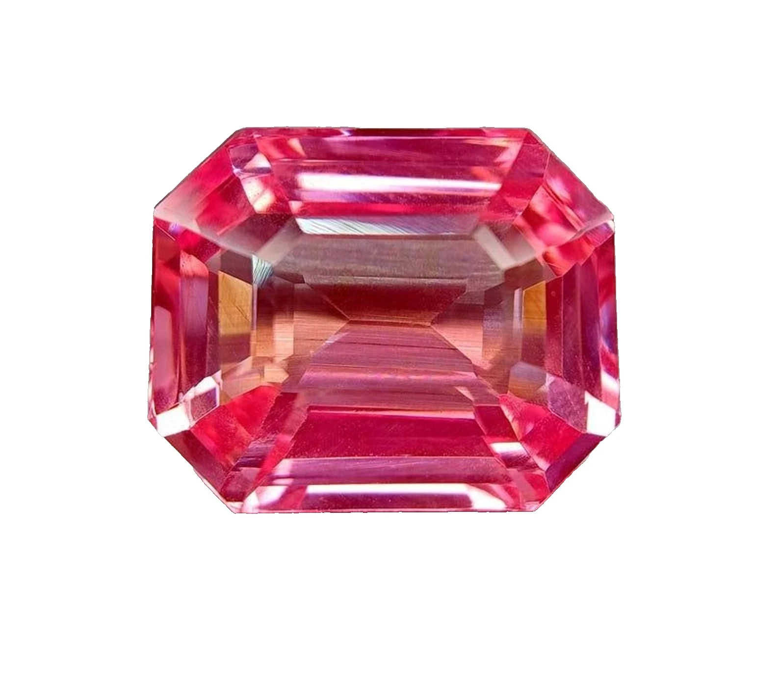 9.60 Ct Natural Ceylon Padparadscha Sapphire Emerald Cut Loose Gemstone AAA