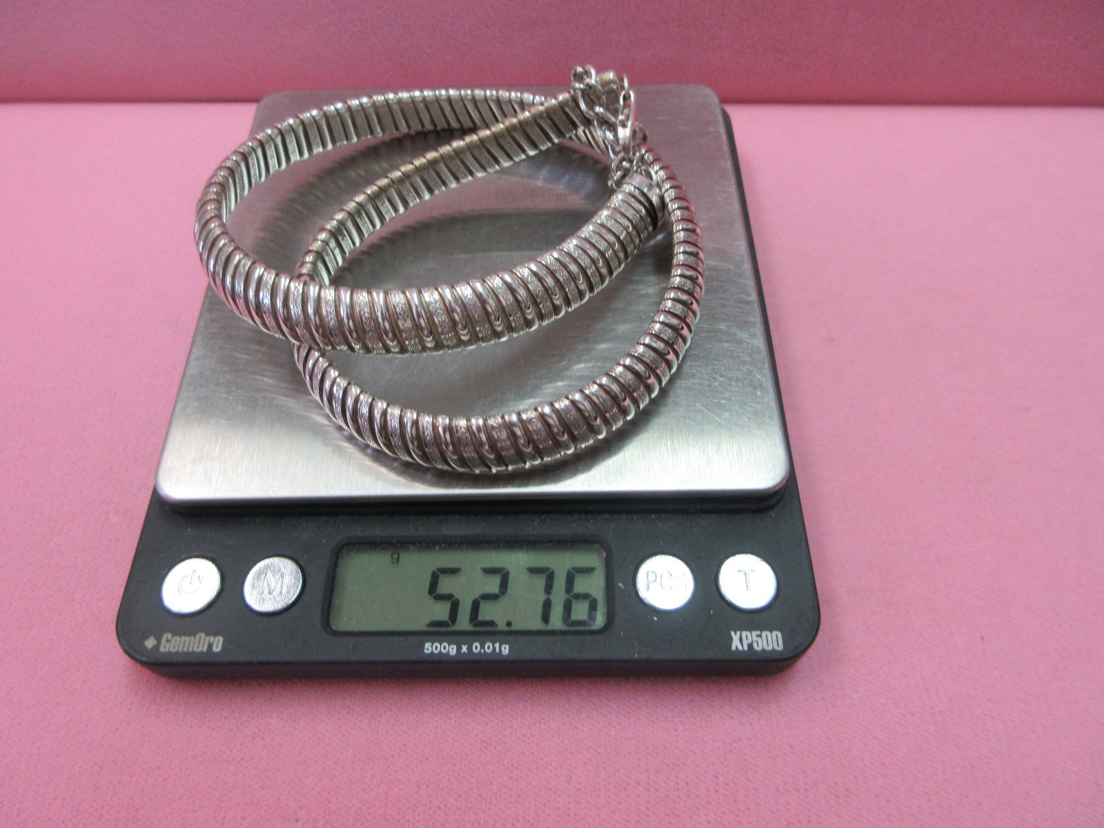 Vtg 999 Etched Fine Silver 10.6mm Omega Chain Necklace 17″+3″ Extender 52.76 G
